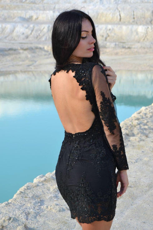 little black dress ball gown Lace evening gown